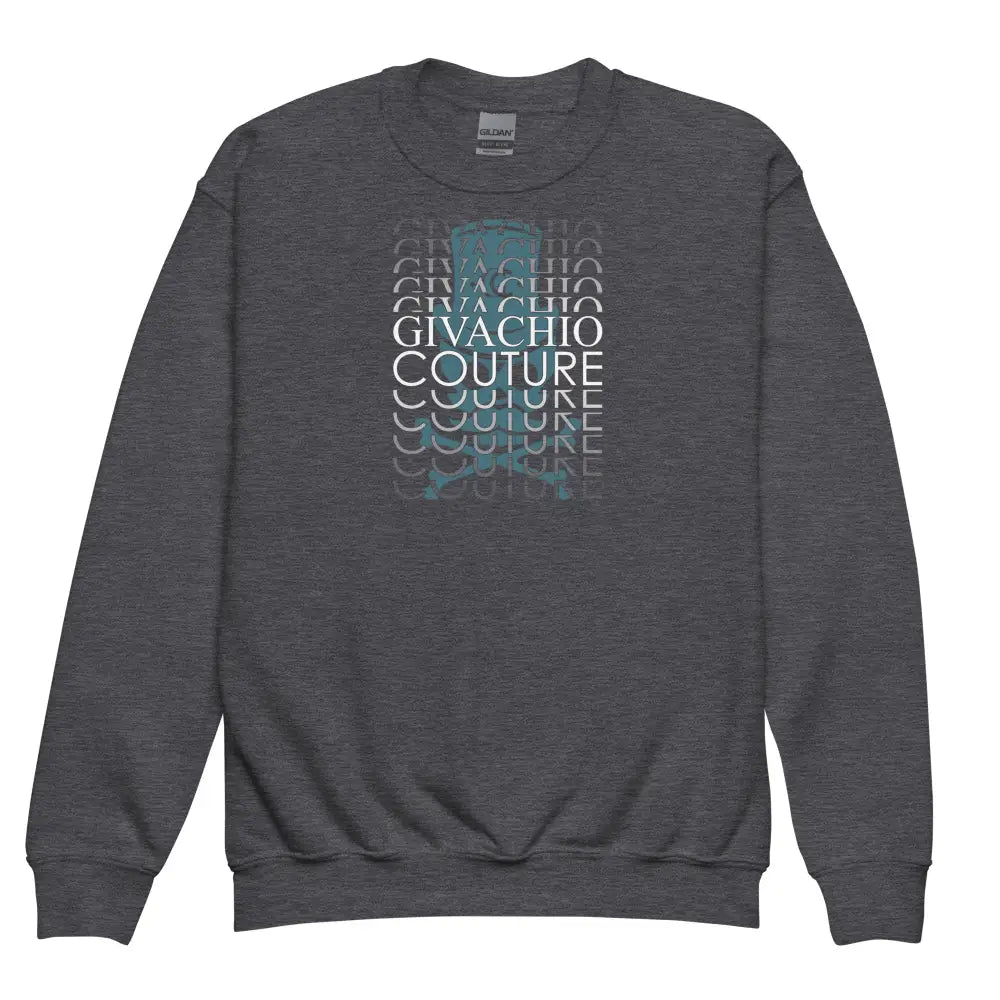 Black Casual Skull knot Youth Sweatshirt - Dark Heather / XS
