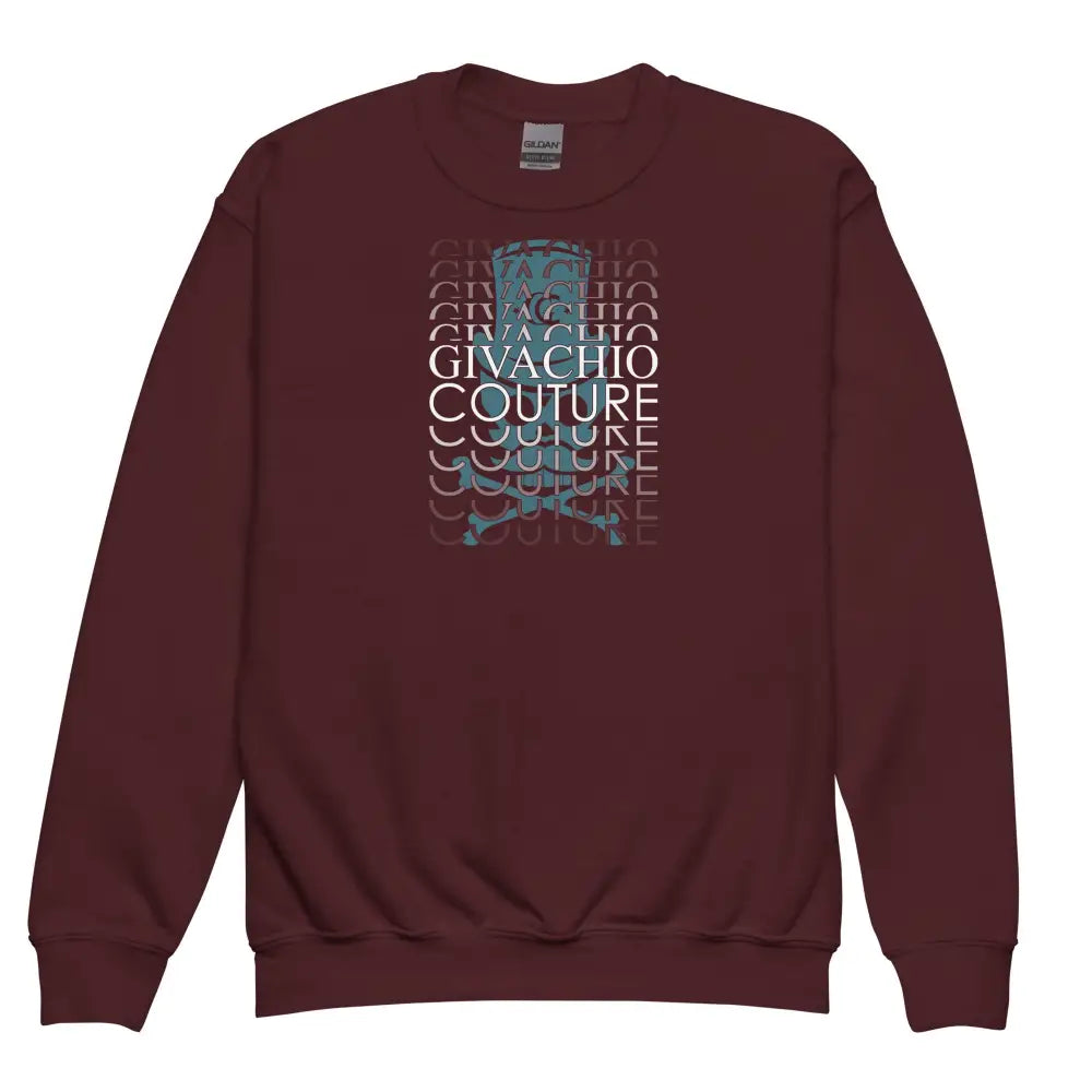 Black Casual Skull knot Youth Sweatshirt - Maroon / XS