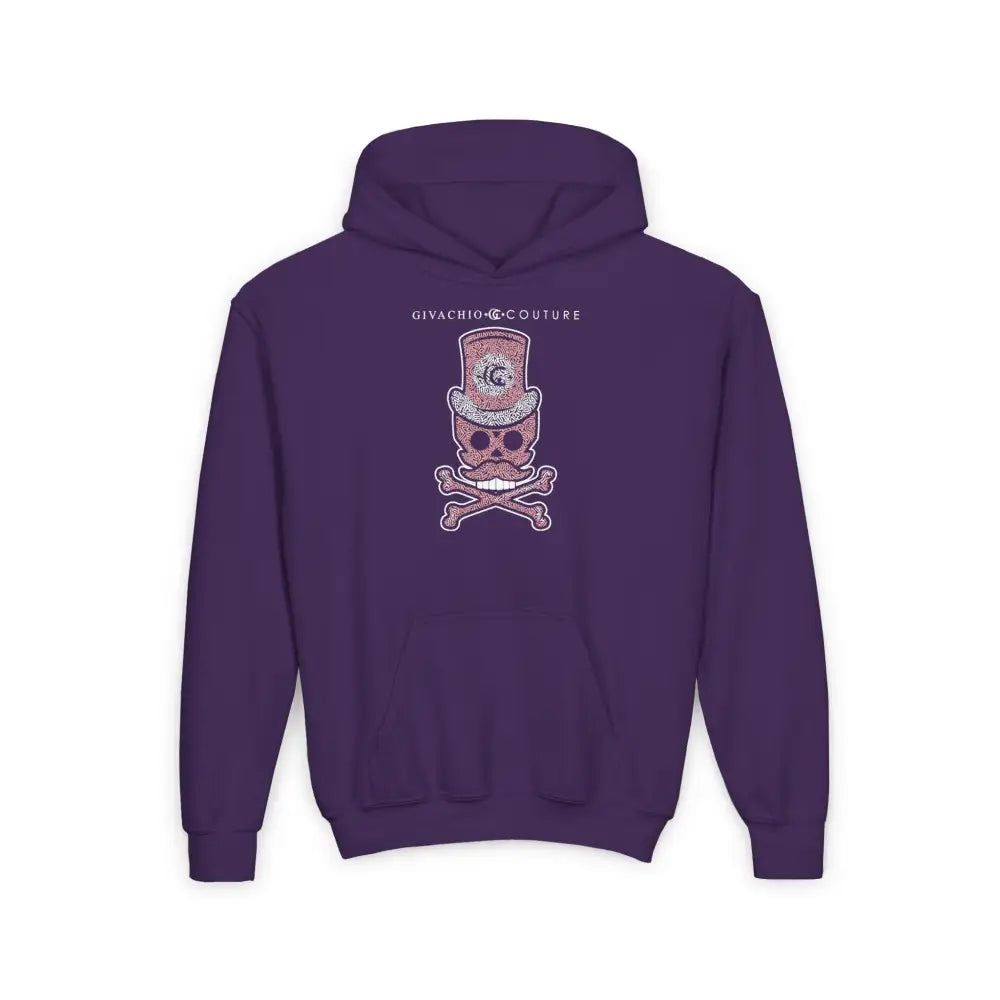 Bone Pink Skull Youth Hoodie - S / Purple - Kids clothes