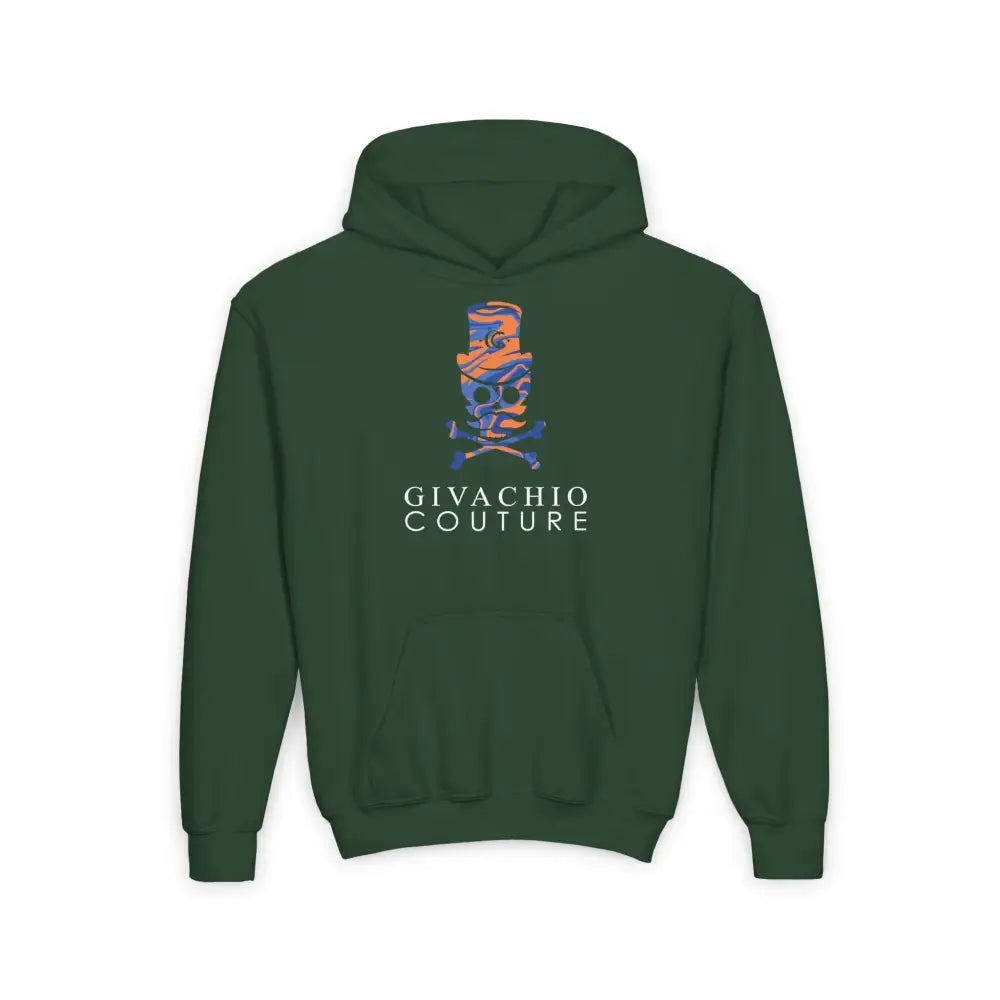 Dab Skull Youth Hoodie - S / Forest Green - Kids clothes