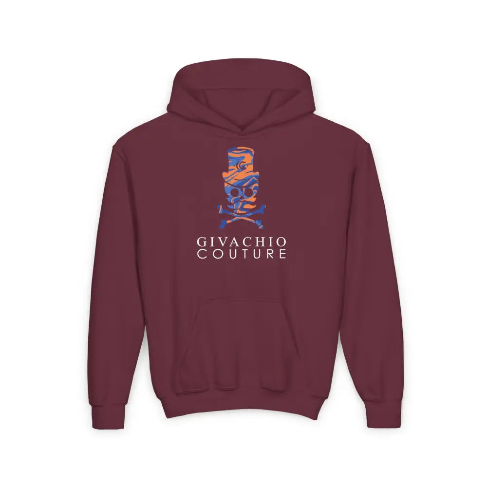 Dab Skull Youth Hoodie - S / Maroon - Kids clothes