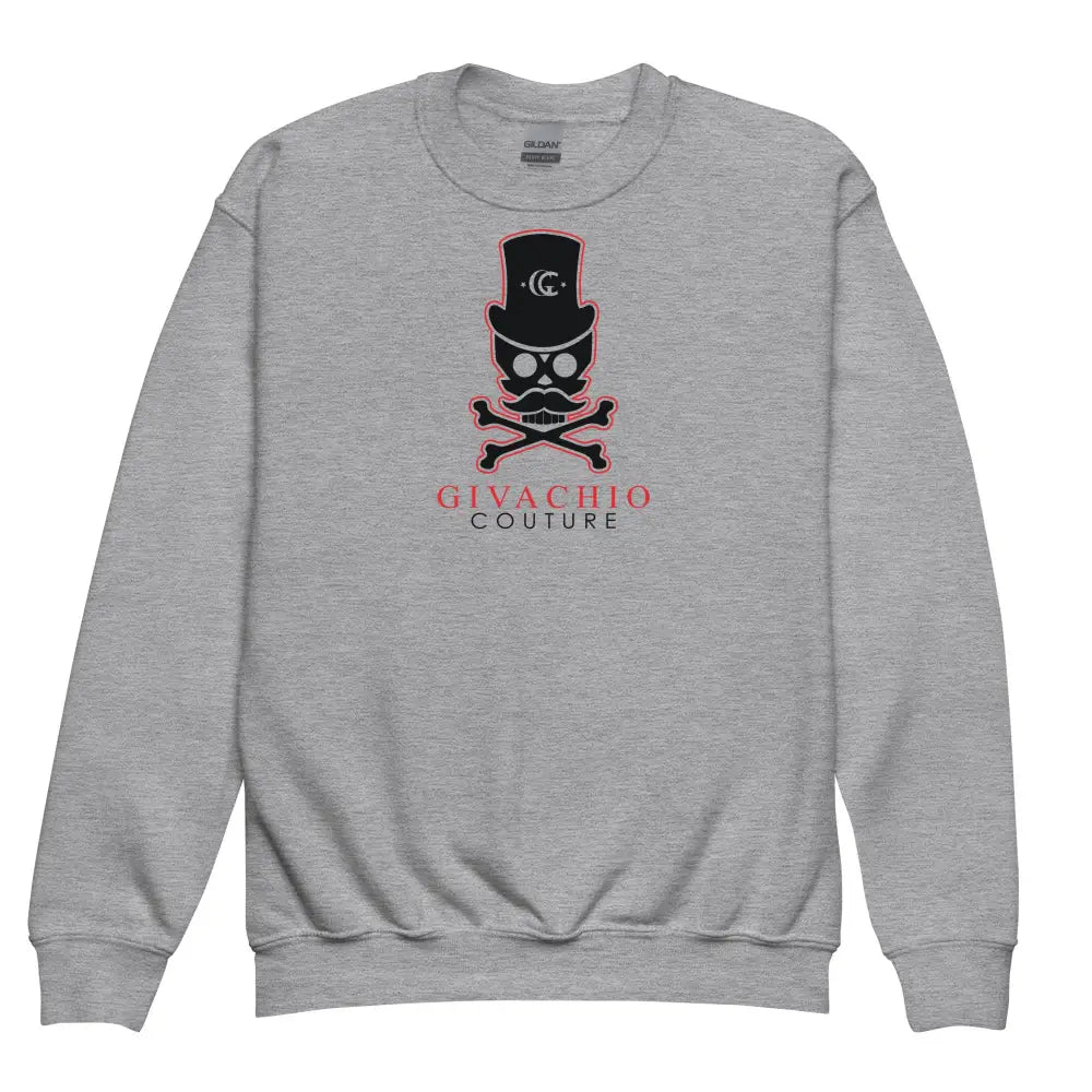 Deep Black Skull Youth Sweatshirt - Sport Grey / XS