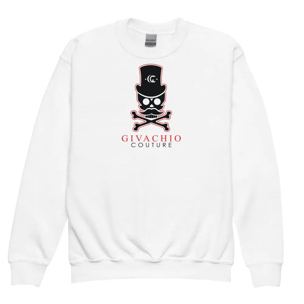Deep Black Skull Youth Sweatshirt - White / XS