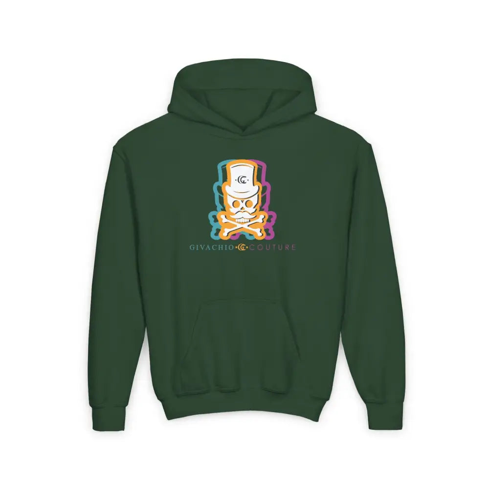 Facit Skull Youth Hoodie - S / Forest Green - Kids clothes