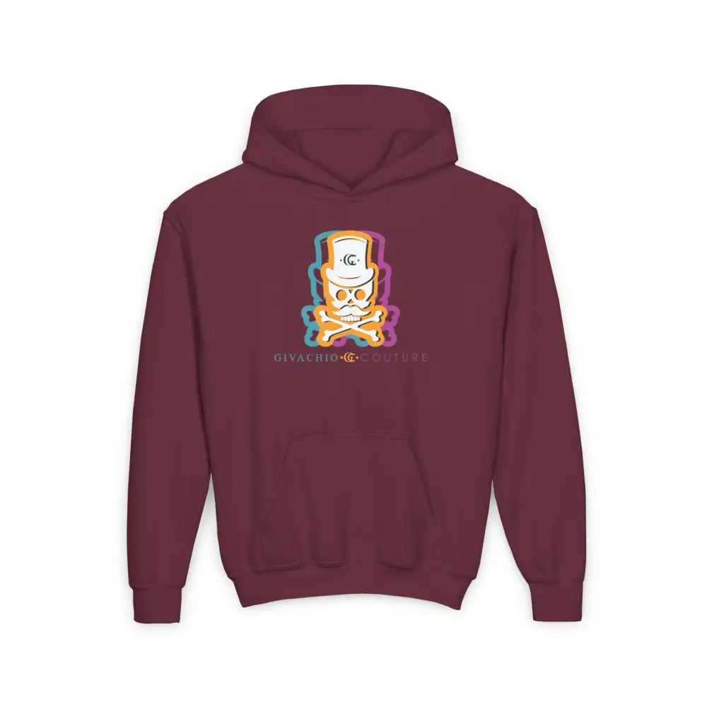 Facit Skull Youth Hoodie - S / Maroon - Kids clothes
