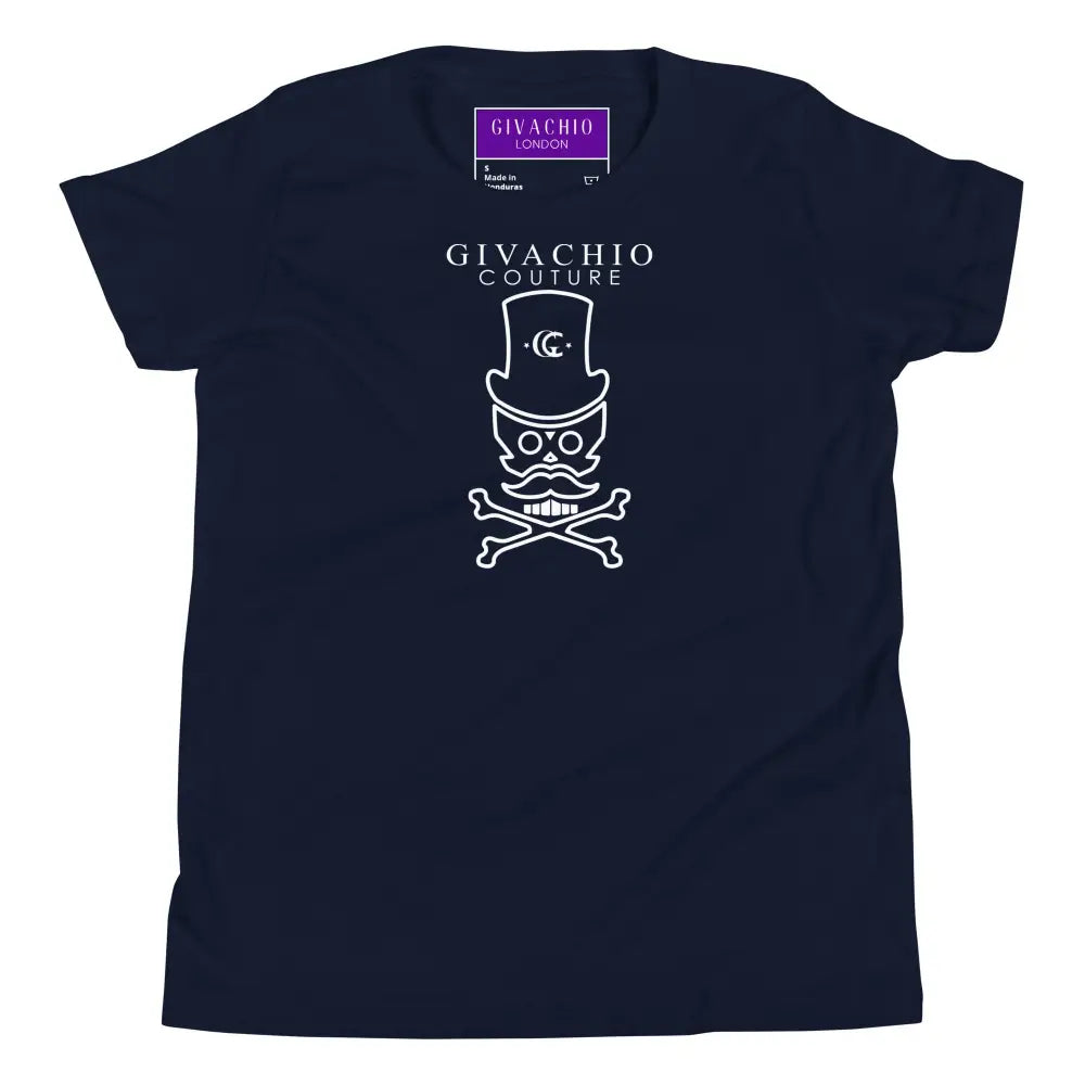 Mad White Skull Youth T-Shirt - Navy / S