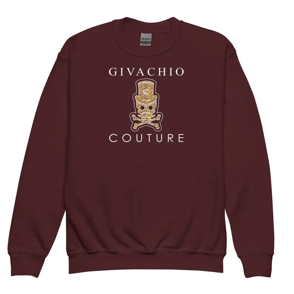Silvo Skull Youth Sweatshirt - Maroon / XS