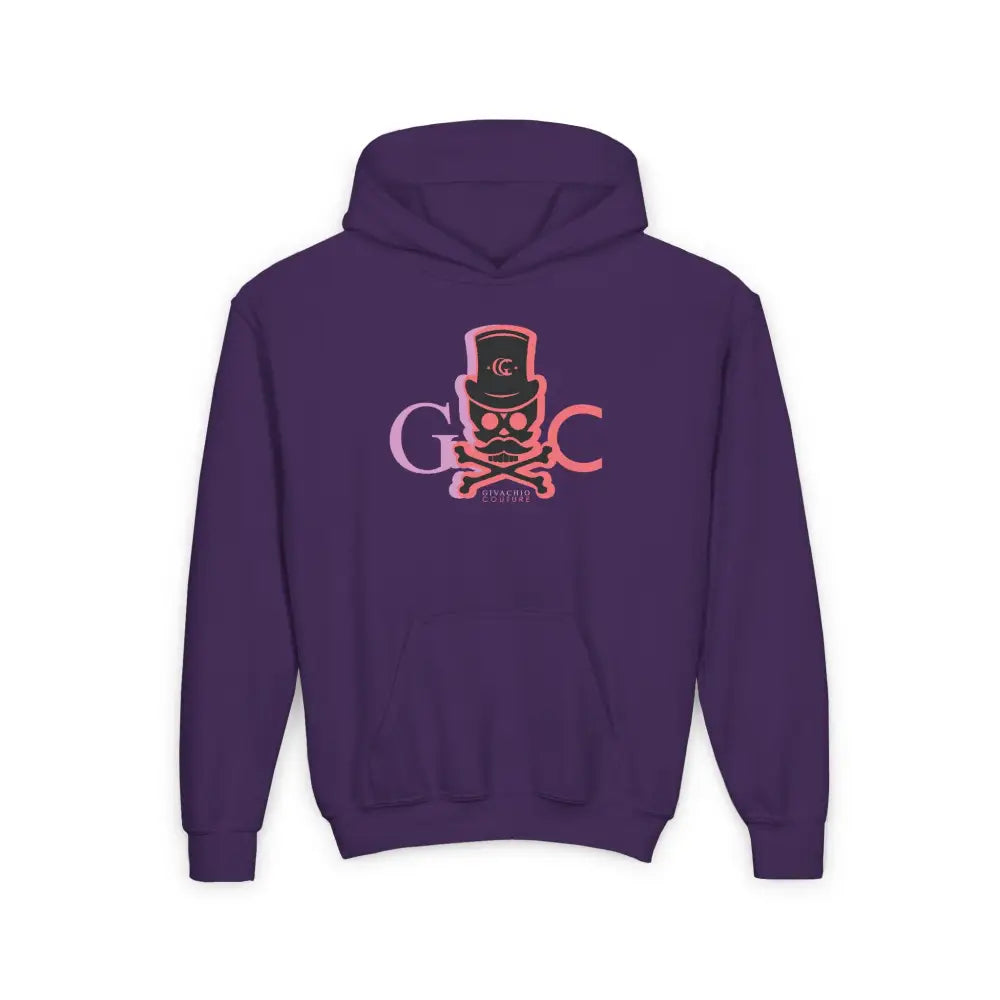 Skull Faded Youth Hoodie - S / Purple - Kids clothes