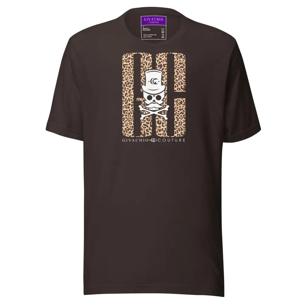 Skull Leapord T-Shirt - Brown / S - T-Shirts