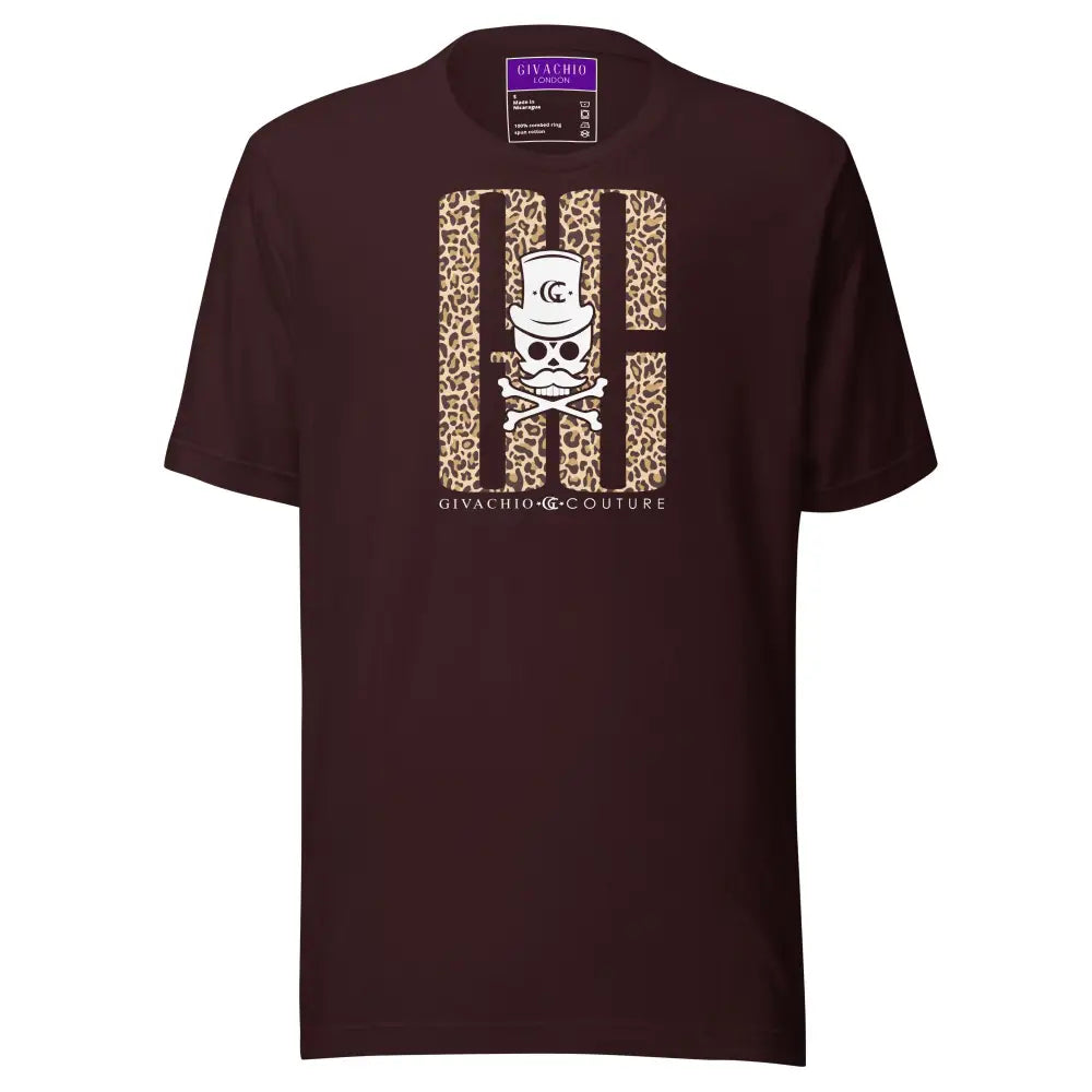 Skull Leapord T-Shirt - Oxblood Black / S - T-Shirts