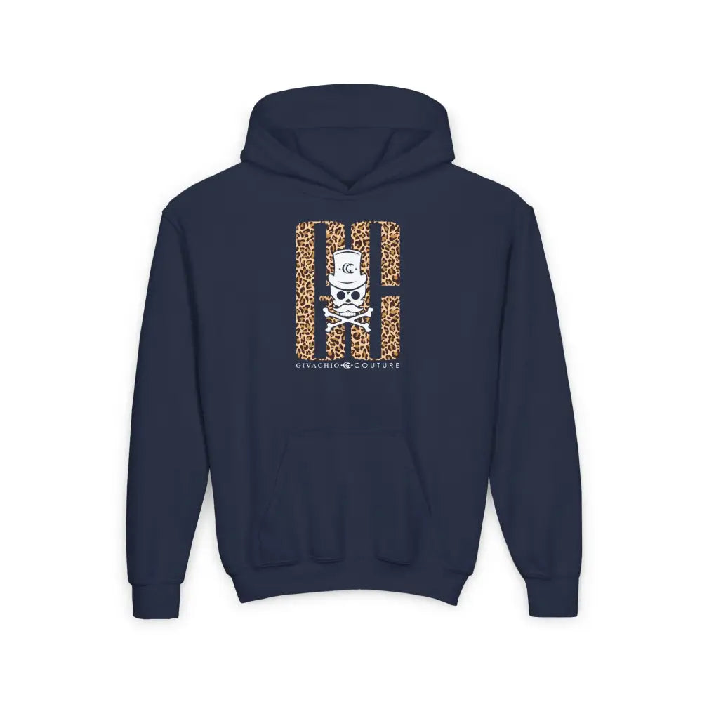 Skull Leopord Youth Hoodie - S / Navy - Kids clothes