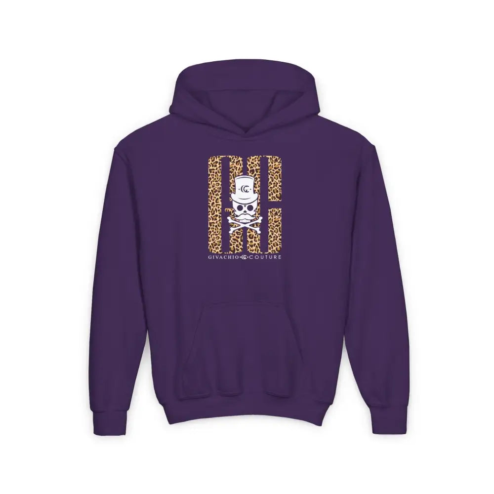 Skull Leopord Youth Hoodie - S / Purple - Kids clothes