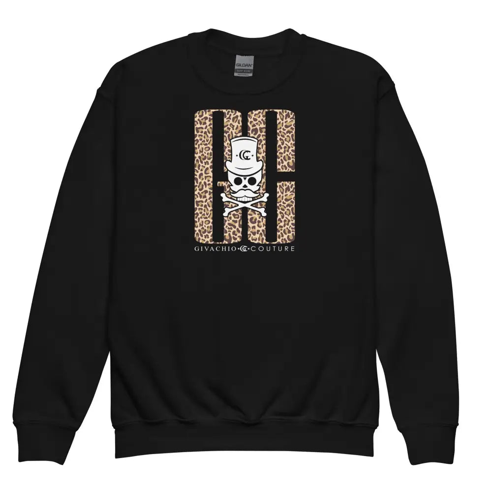 Skull Leopord Youth Sweatshirt - Black / XS