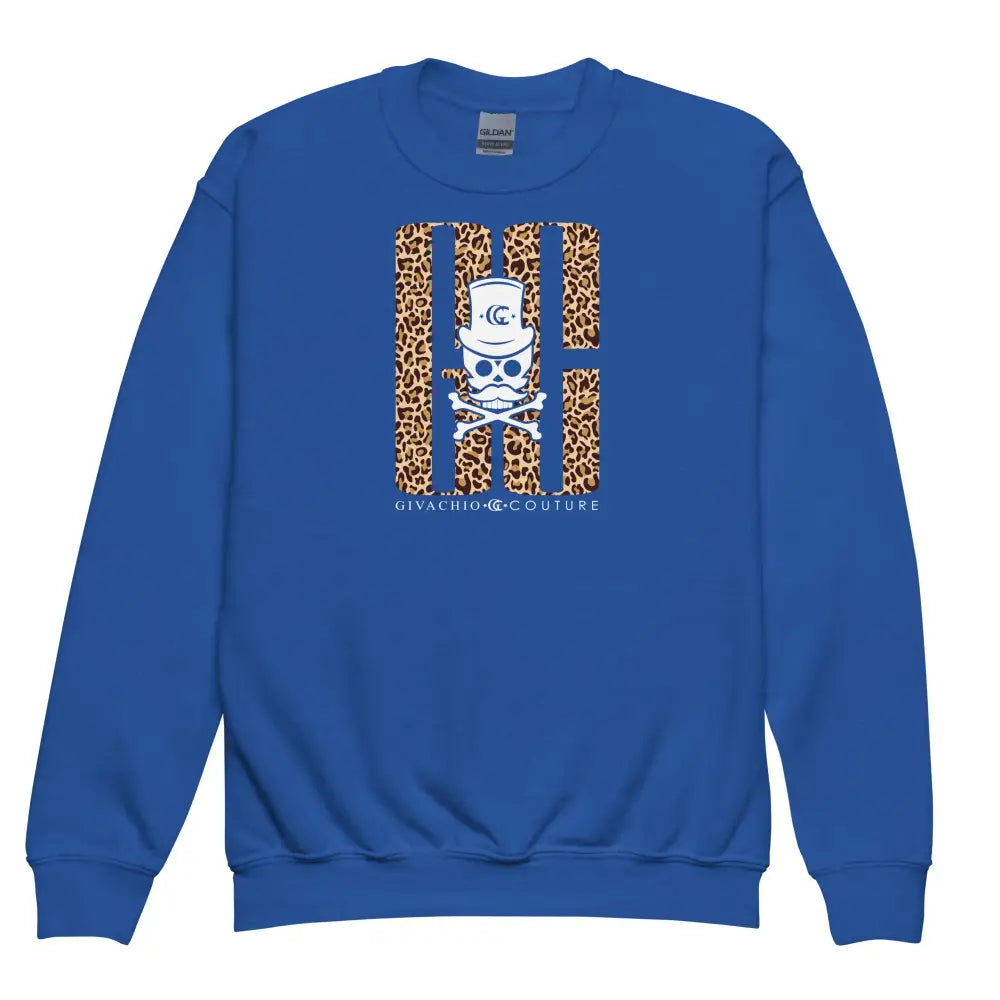 Skull Leopord Youth Sweatshirt - Royal / XS
