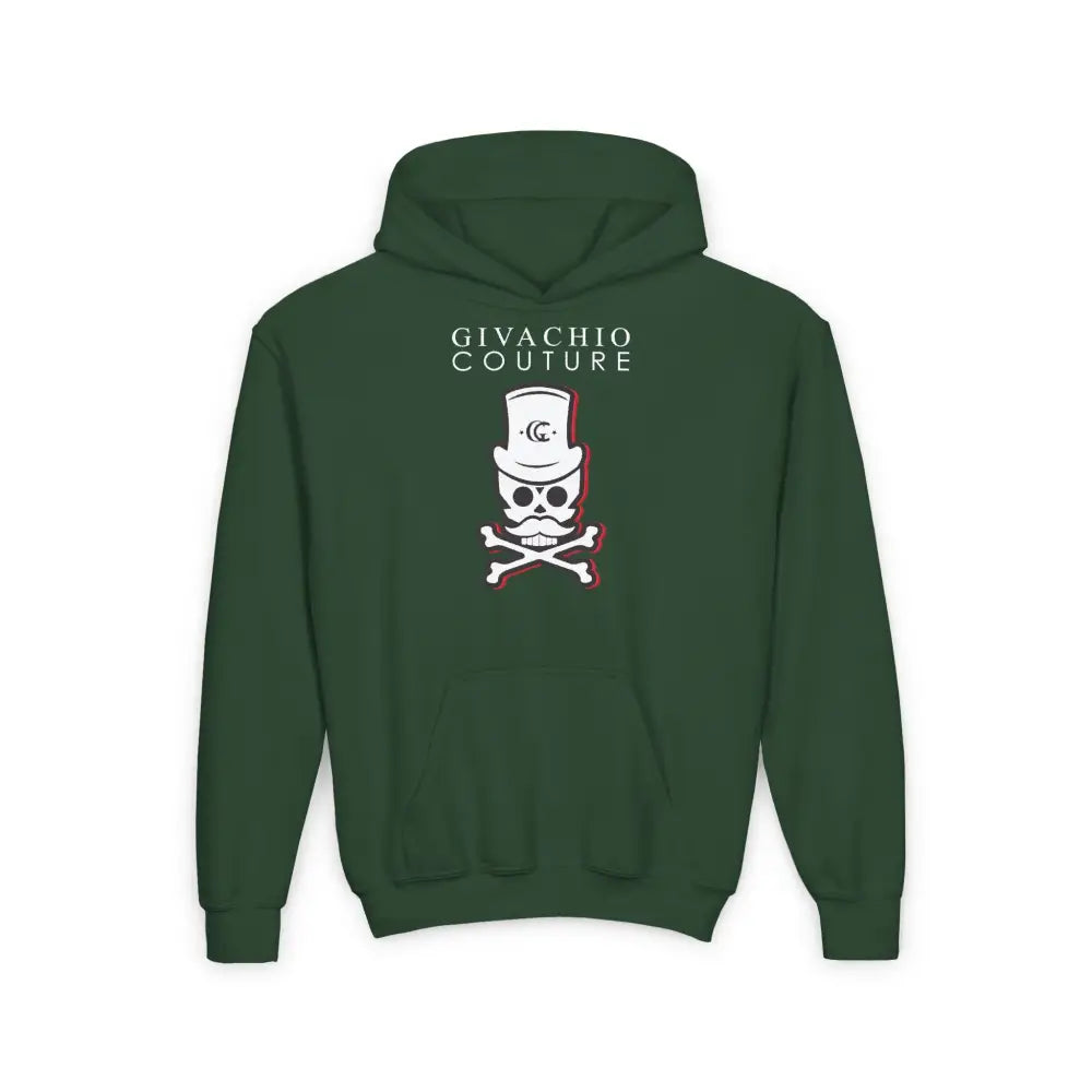 Black Cherry Skull Youth Hoodie - S / Forest Green - Kids clothes
