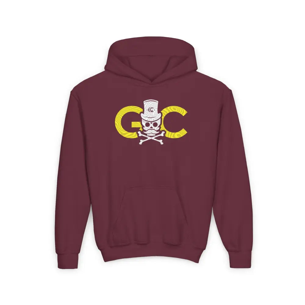 Black GC Skull Treasure Youth Hoodie - S / Maroon - Kids clothes