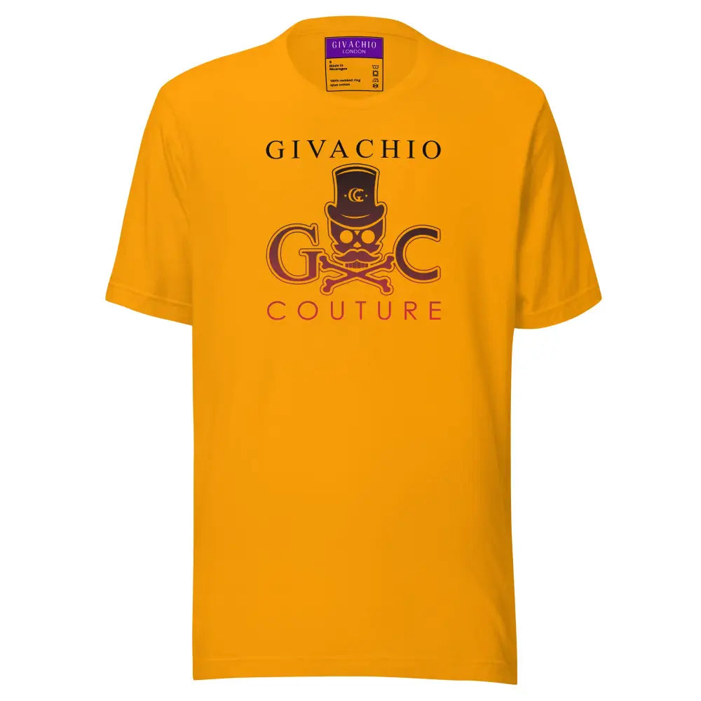 Crimson Hues Skull T-Shirt - Gold / S - T-Shirts