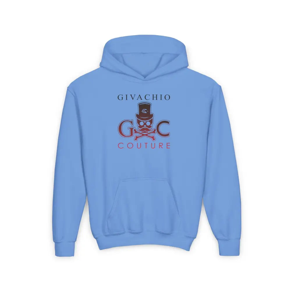 Crimson Hues Skull Youth Hoodie - S / Carolina Blue - Kids clothes