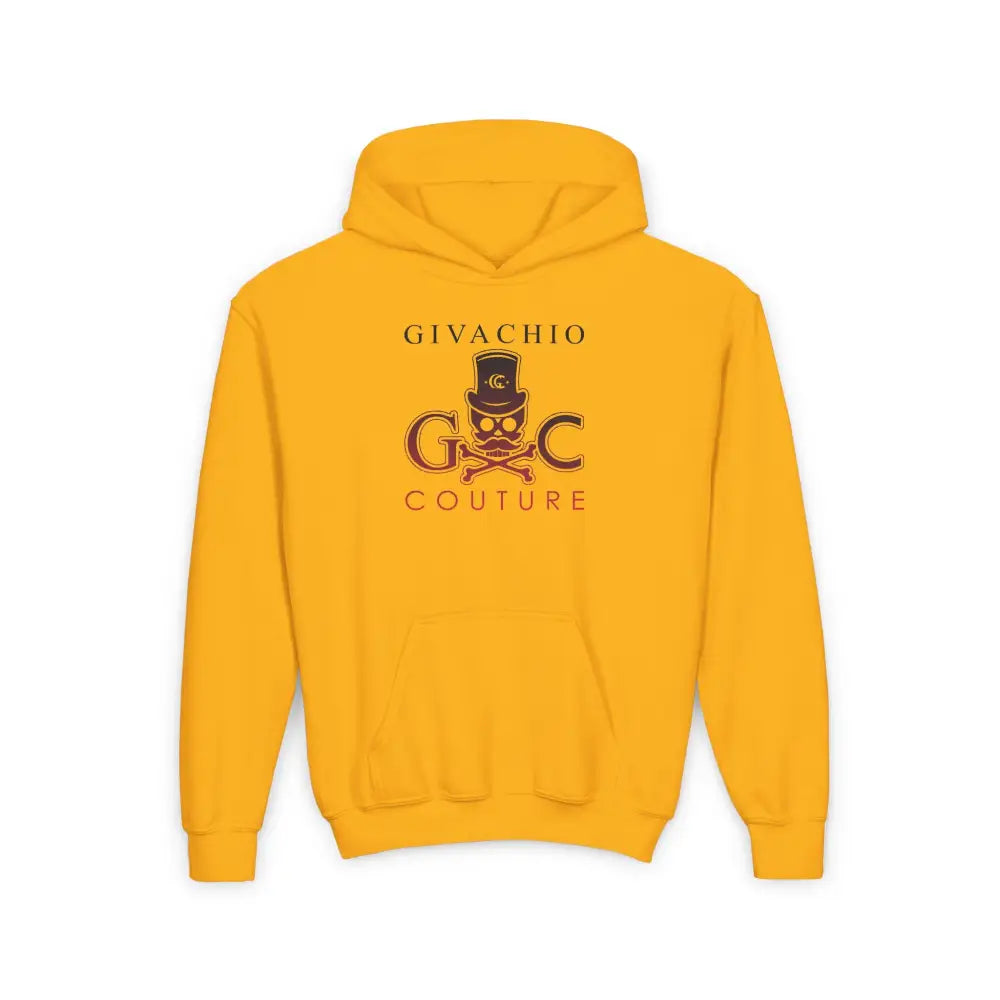 Crimson Hues Skull Youth Hoodie - S / Gold - Kids clothes
