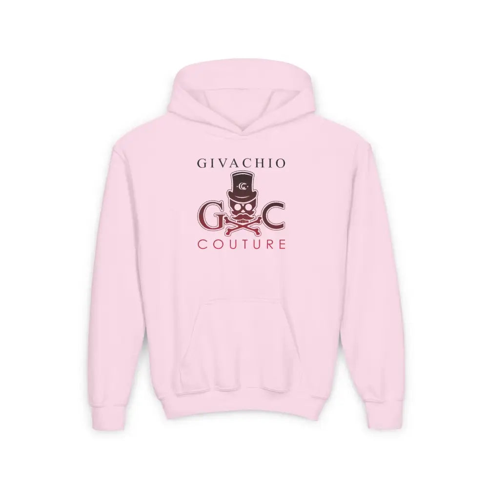 Crimson Hues Skull Youth Hoodie - S / Light Pink - Kids clothes