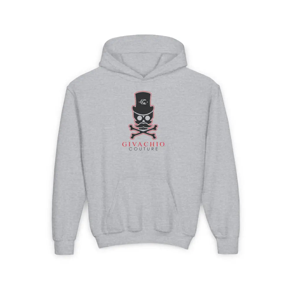 Deep Black Skull Youth Hoodie - S / Sport Grey - Kids clothes
