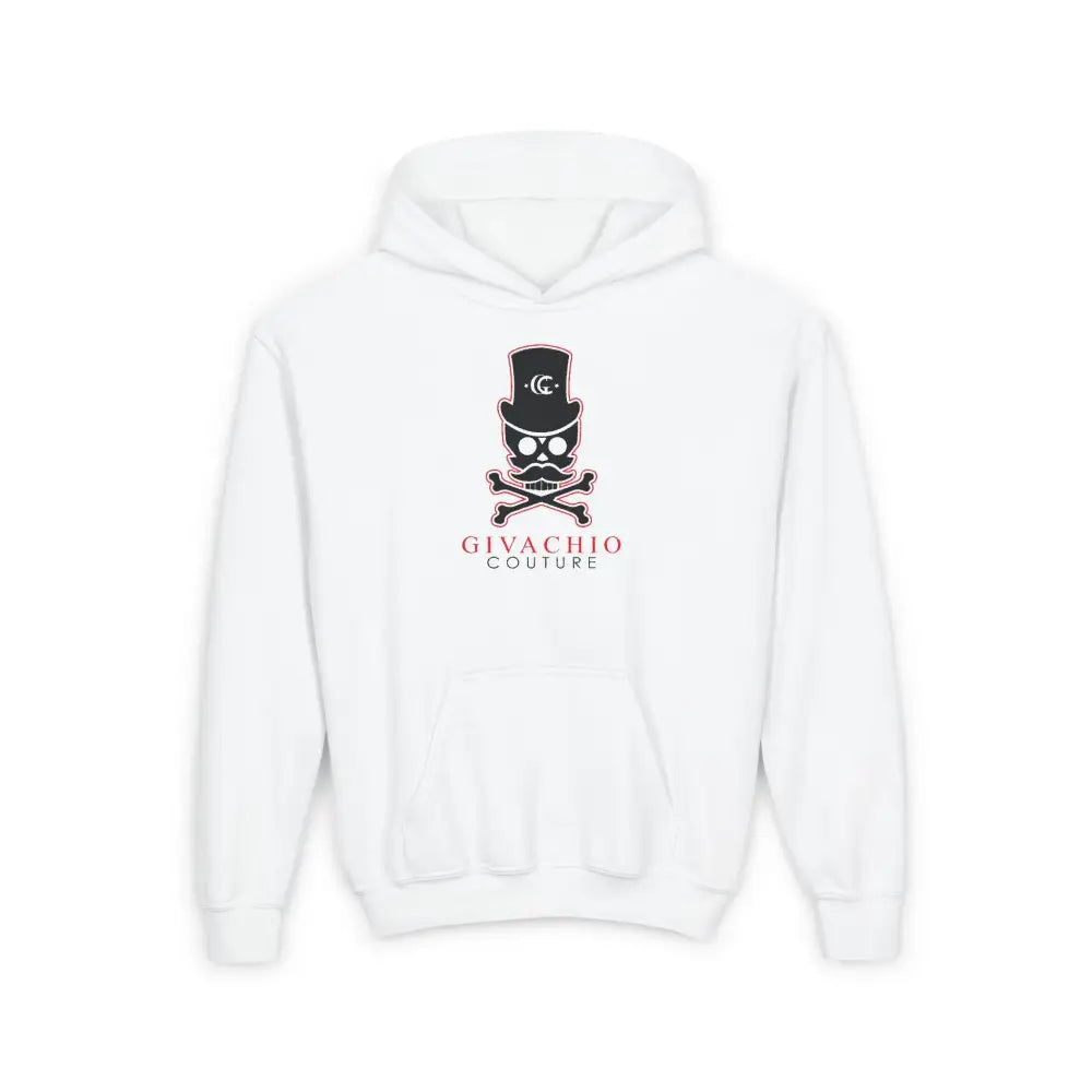 Deep Black Skull Youth Hoodie - S / White - Kids clothes