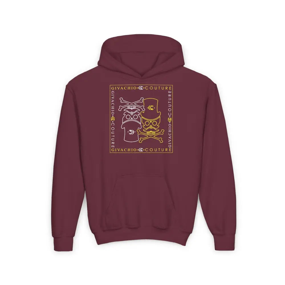 Designer Clothing London | Atomic Skull Youth Hoodie | Givachio - S / Maroon - Kids clothes