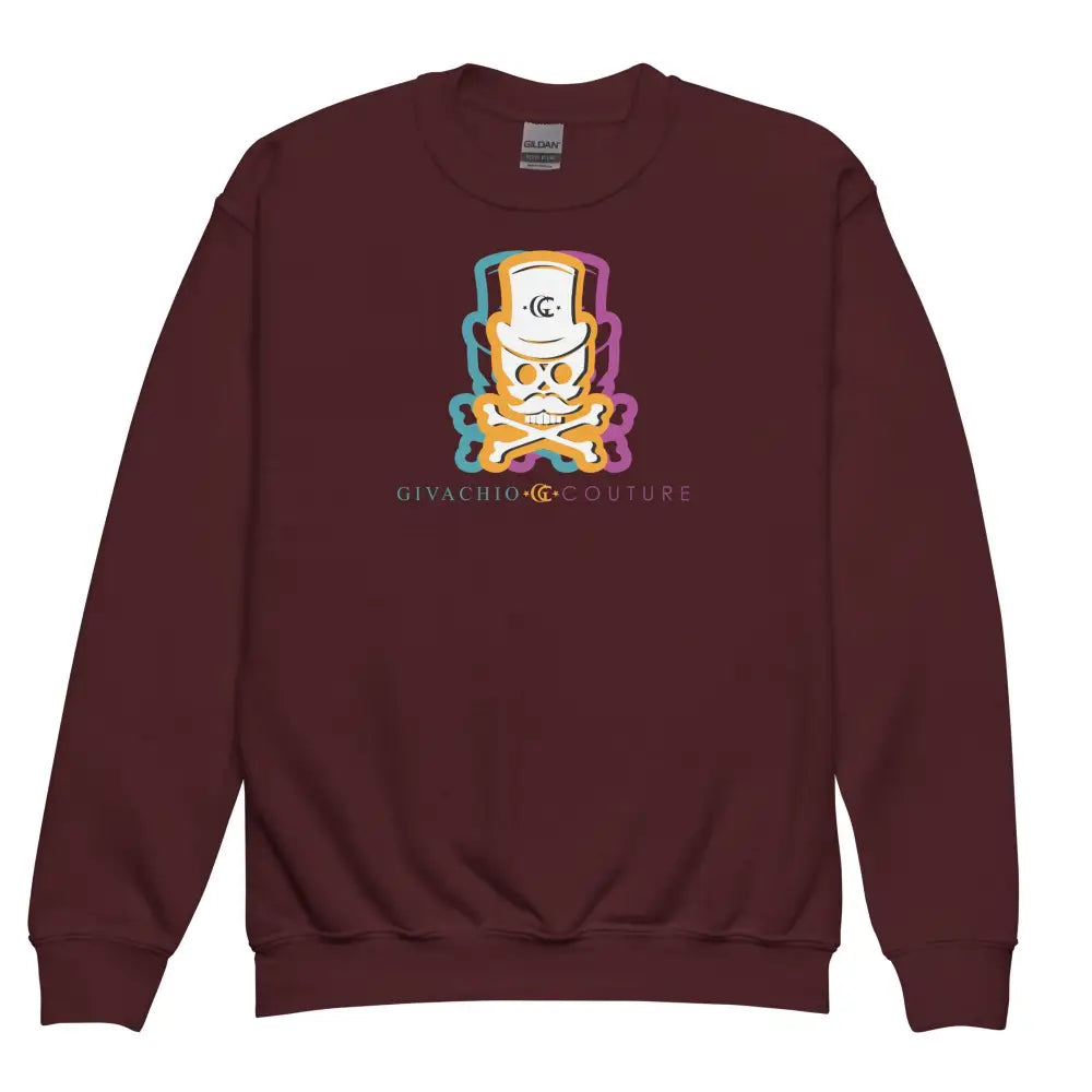 Facit Skull Youth Sweatshirt - Maroon / XS
