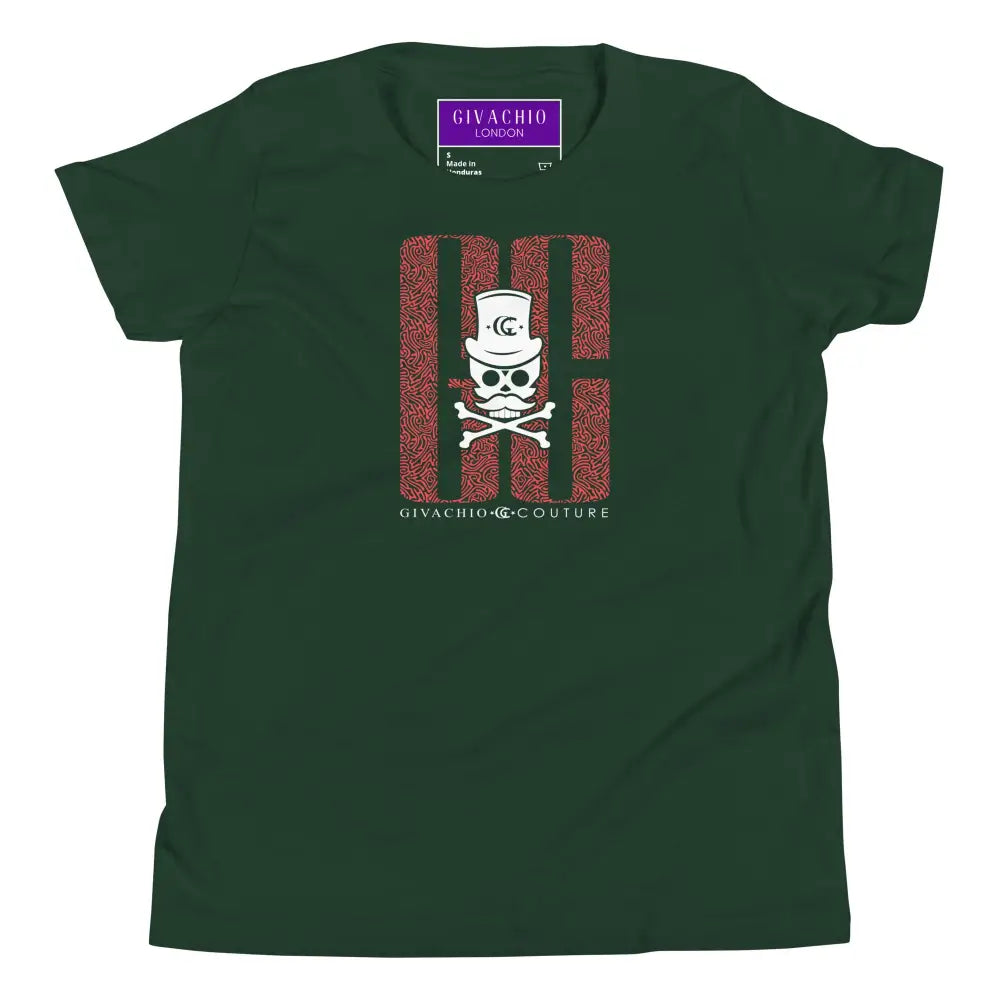 Ghost White Skull Youth T-Shirt - Forest / S