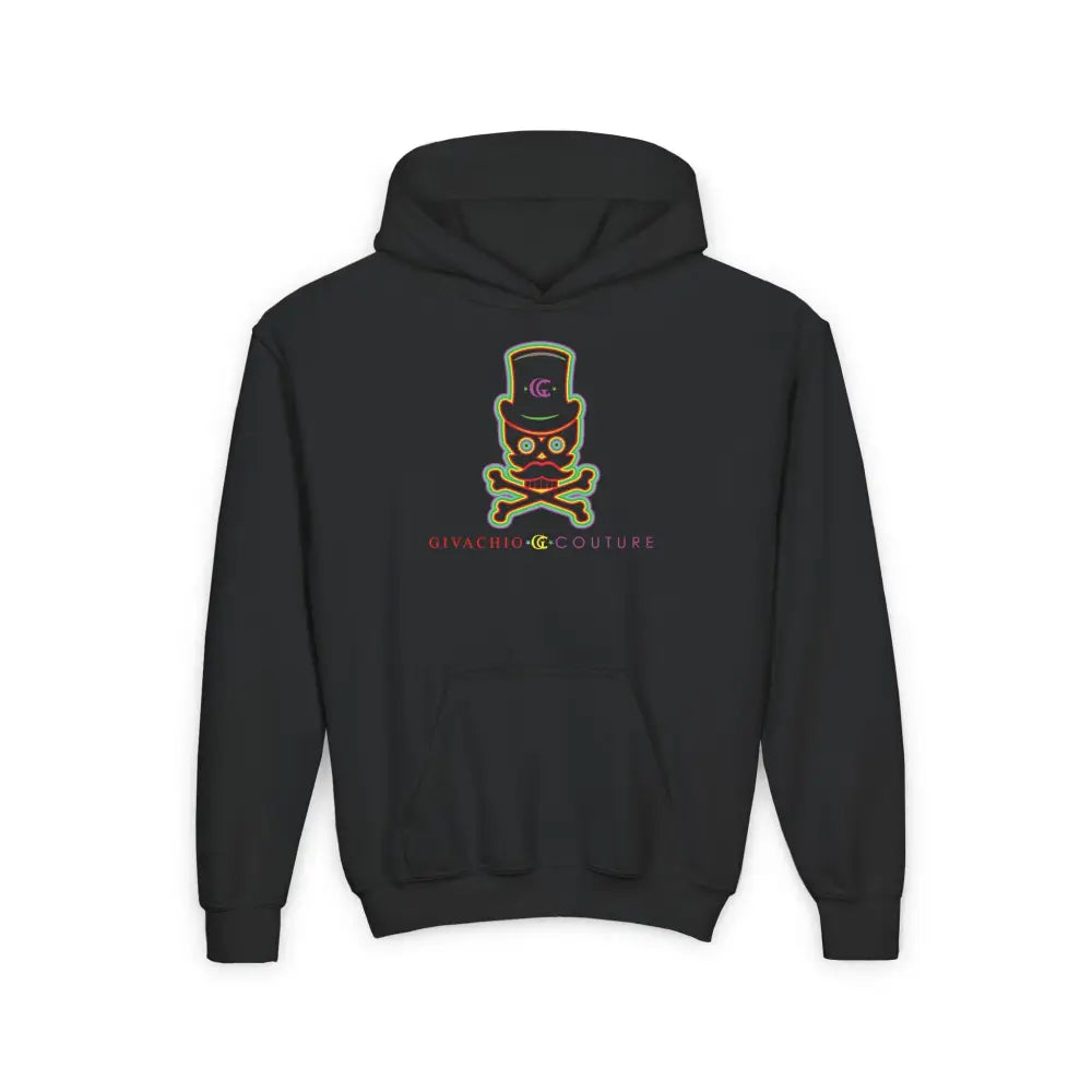 Green Aura Skull Youth Hoodie - S / Black - Kids clothes