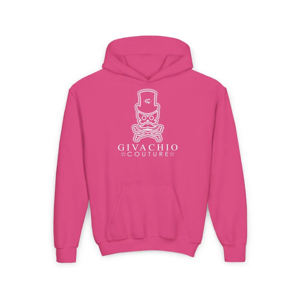 Noir Skull Youth Hoodie - S / Heliconia - Kids clothes