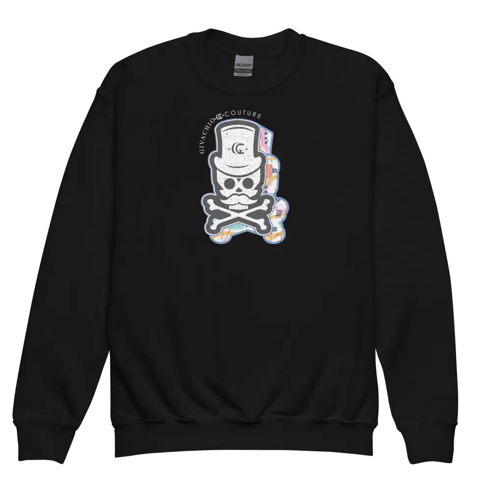 Patch Up Skull Youth Sweatshirt - Black / XS