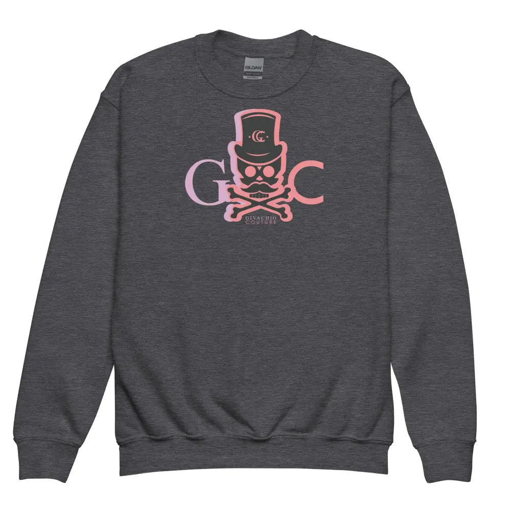 Skull Faded Youth Sweatshirt - Dark Heather / XS