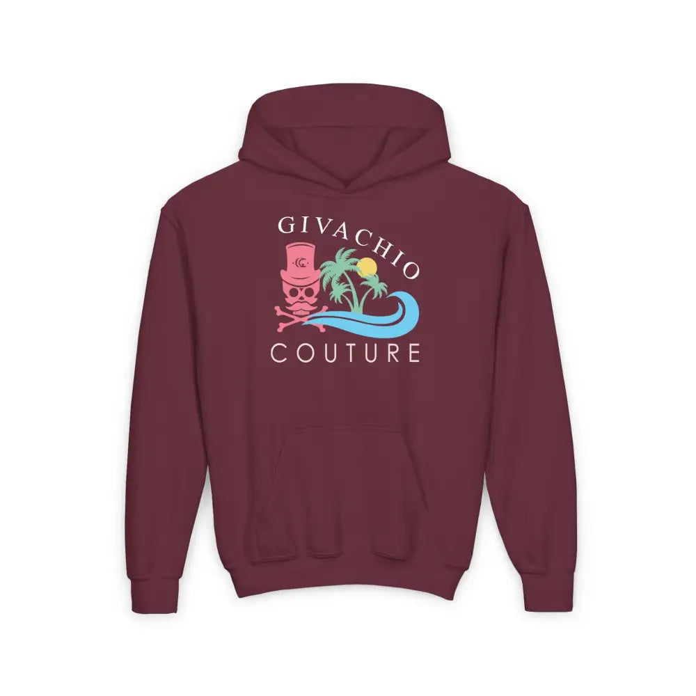 Skull Island Youth Hoodie - S / Maroon - Kids clothes