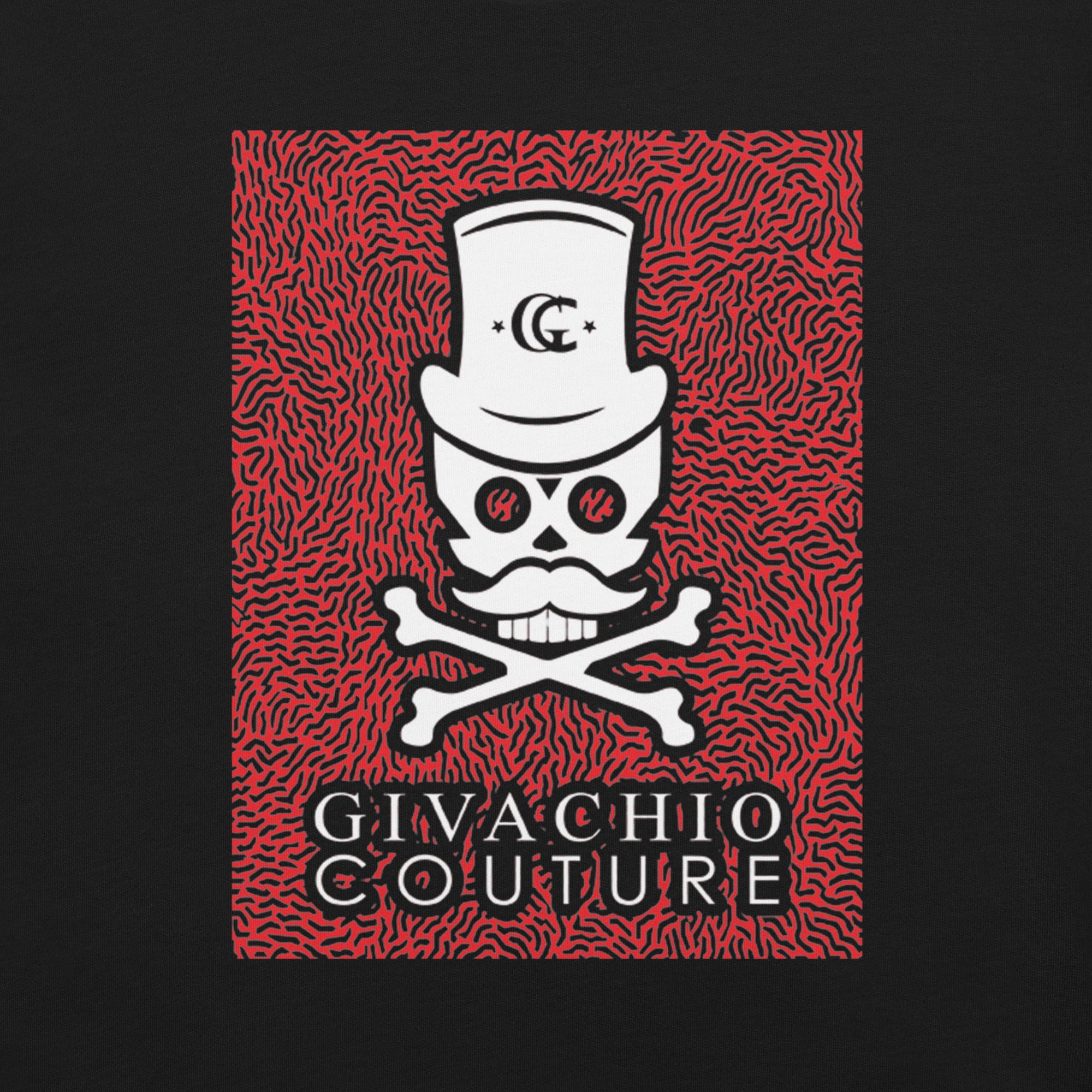 Givachio Black | Chic Mens & Womens Designer | Red Velvet Skull T-Shirt | UK London Edinburgh Glasgow