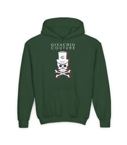 Black Cherry Skull Youth Hoodie - S / Forest Green - Kids clothes