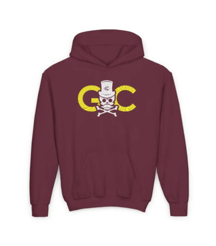 Black GC Skull Treasure Youth Hoodie - S / Maroon - Kids clothes