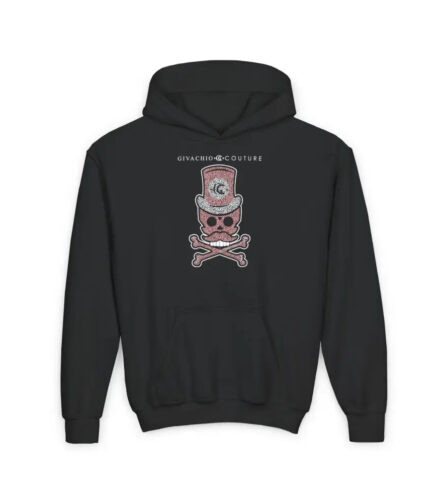 Bone Pink Skull Youth Hoodie - S / Black - Kids clothes