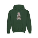 Bone Pink Skull Youth Hoodie - S / Forest Green - Kids clothes
