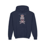 Bone Pink Skull Youth Hoodie - S / Navy - Kids clothes