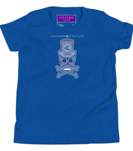 Bone Pink Skull Youth T-Shirt - True Royal / S