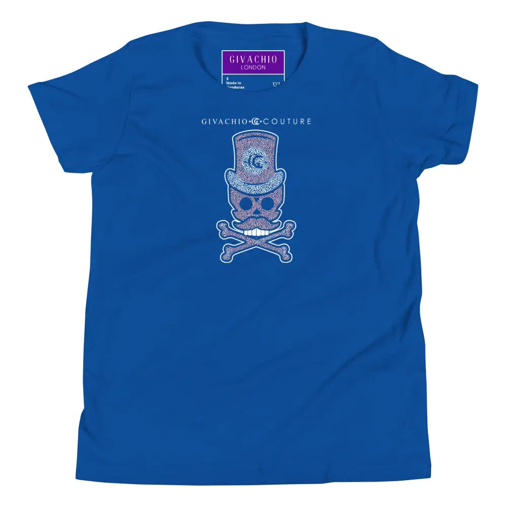 Bone Pink Skull Youth T-Shirt - True Royal / S