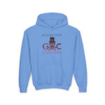 Crimson Hues Skull Youth Hoodie - S / Carolina Blue - Kids clothes