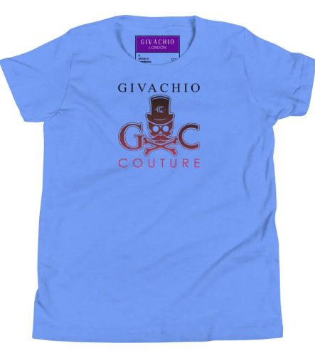 Crimson Hues Skull Youth T-Shirt - Heather Columbia Blue / S