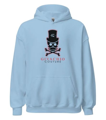 Deep Black Skull Hoodie - Light Blue / S