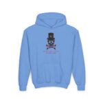Deep Black Skull Youth Hoodie - S / Carolina Blue - Kids clothes