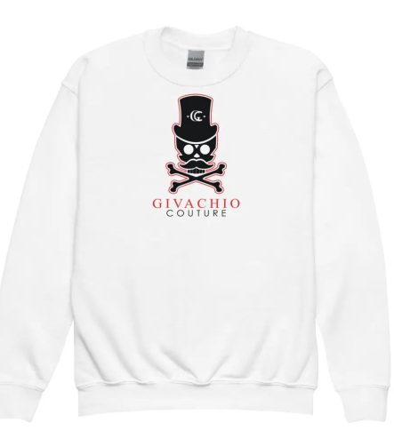 Deep Black Skull Youth Sweatshirt - White / XS