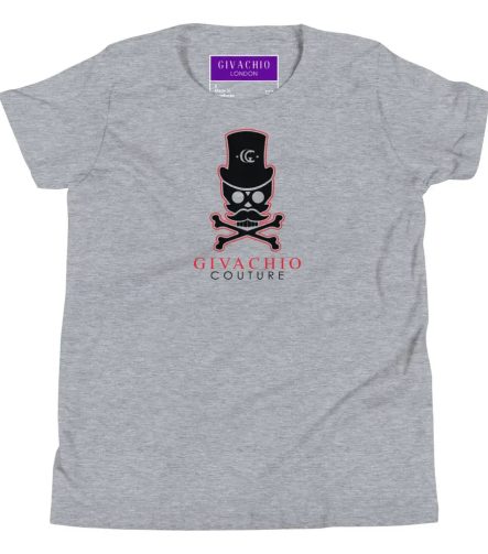 Deep Black Skull Youth T-Shirt - Athletic Heather / S