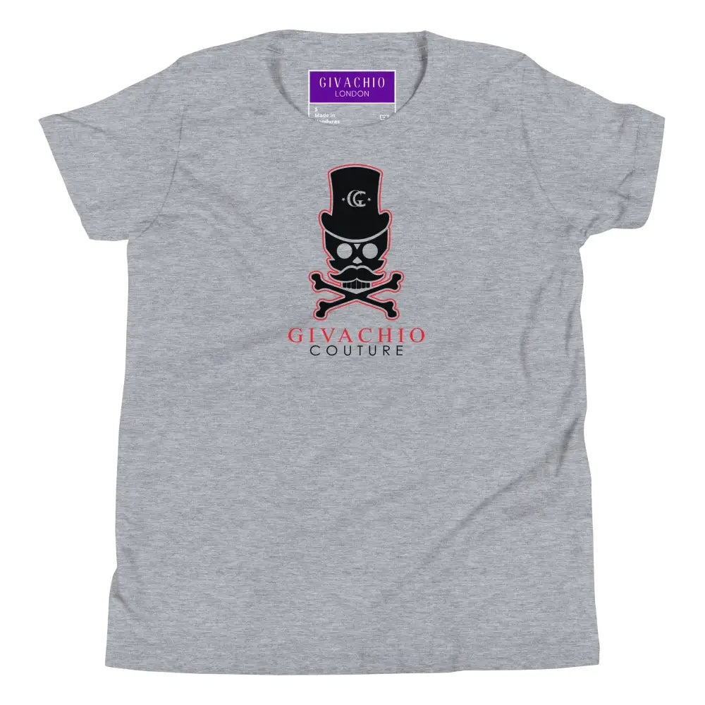 Deep Black Skull Youth T-Shirt - Athletic Heather / S