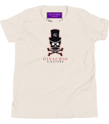 Deep Black Skull Youth T-Shirt - Heather Dust / S